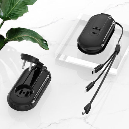5-in-1 Multi-Plug Travel Charger – US & South America Adapter with Integrated Cables | Tribe Feel  Travel Gadgets