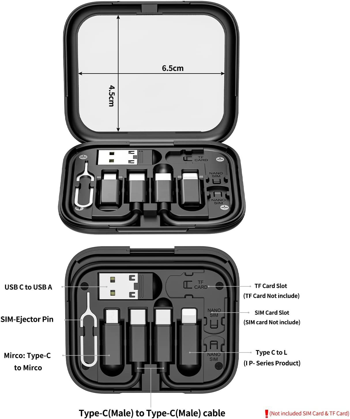 Compact Travel Mirror with Cable Organiser – USB, Type-C, Lightning & SIM Ejector | Tribe Feel  Travel Gadgets