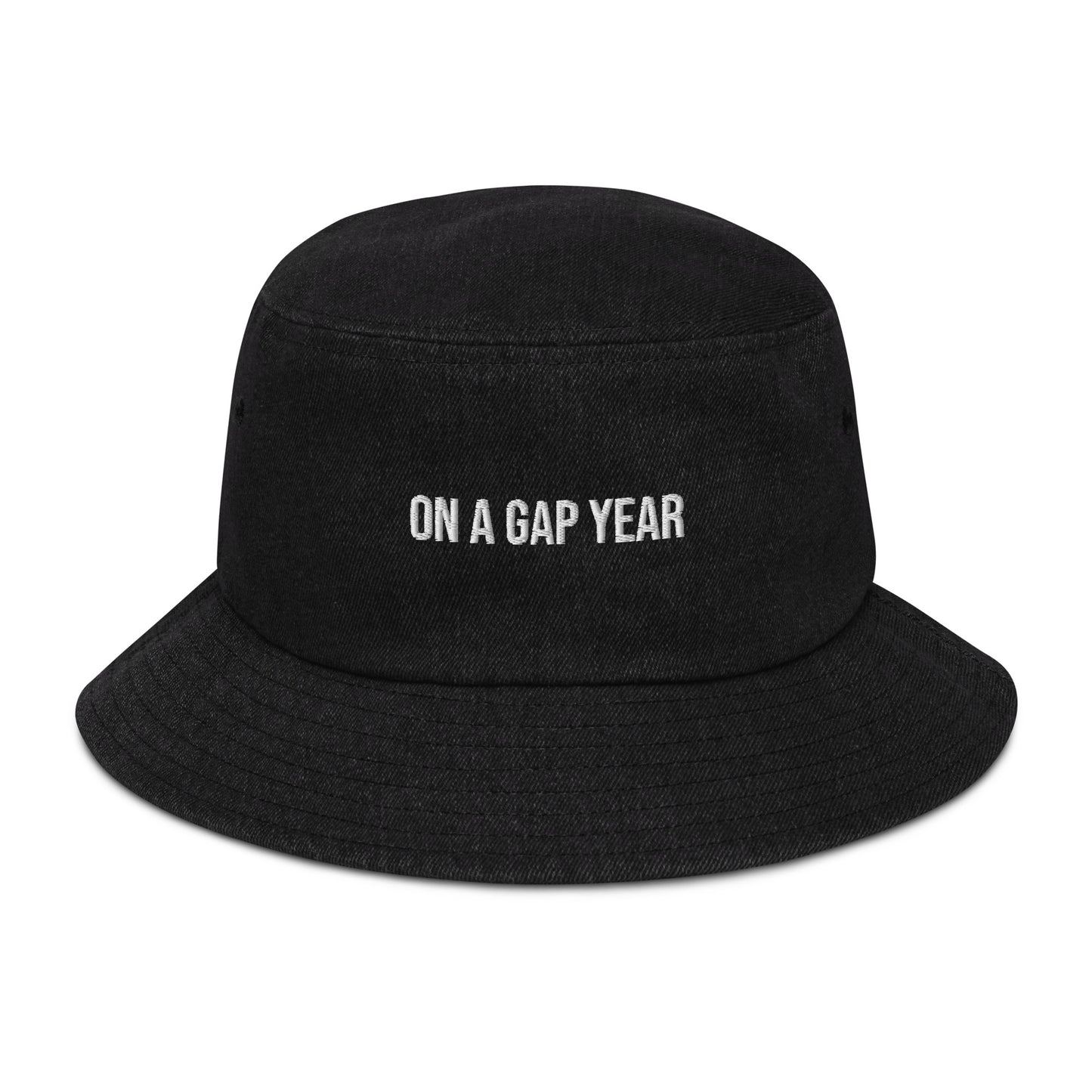 On A Gap Year Embroidered Denim Bucket Hat -  Travel Clothing