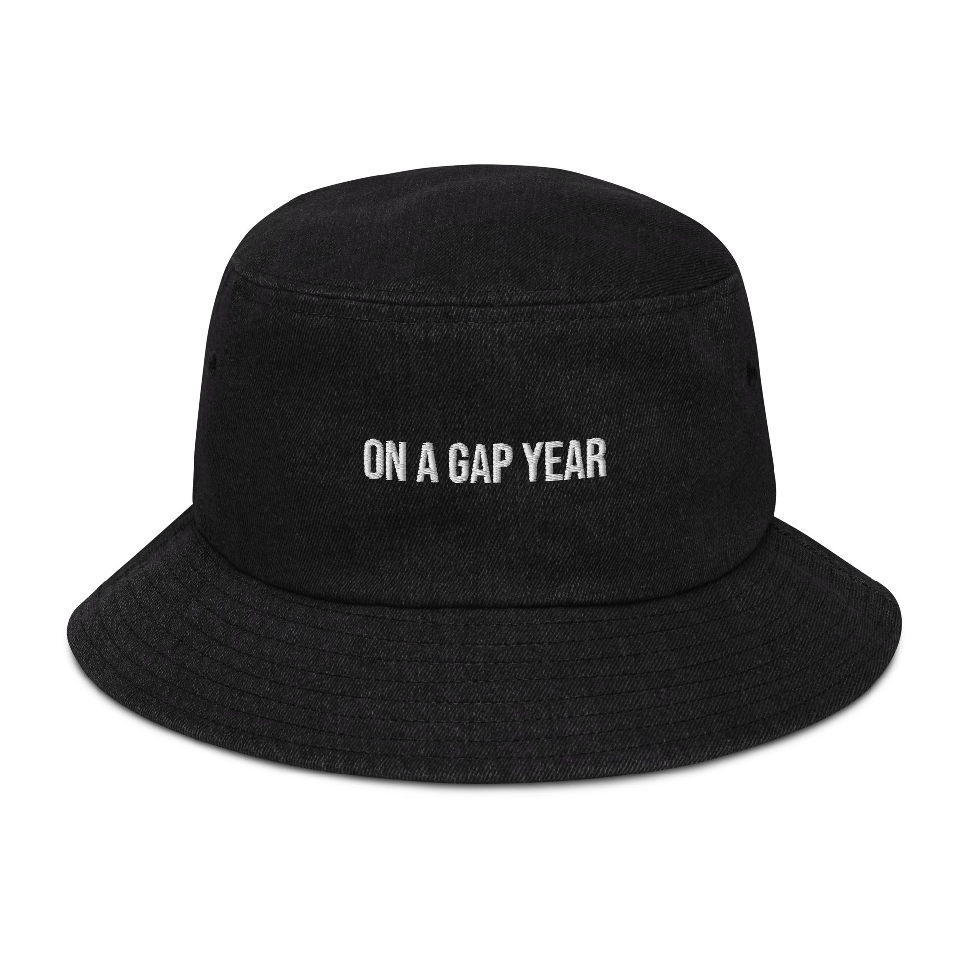 On A Gap Year Embroidered Denim Bucket Hat -  Travel Clothing