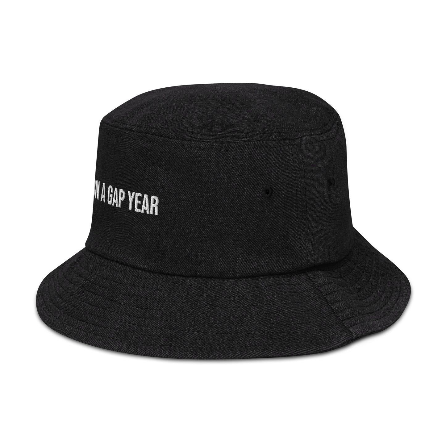 On A Gap Year Embroidered Denim Bucket Hat -  Travel Clothing