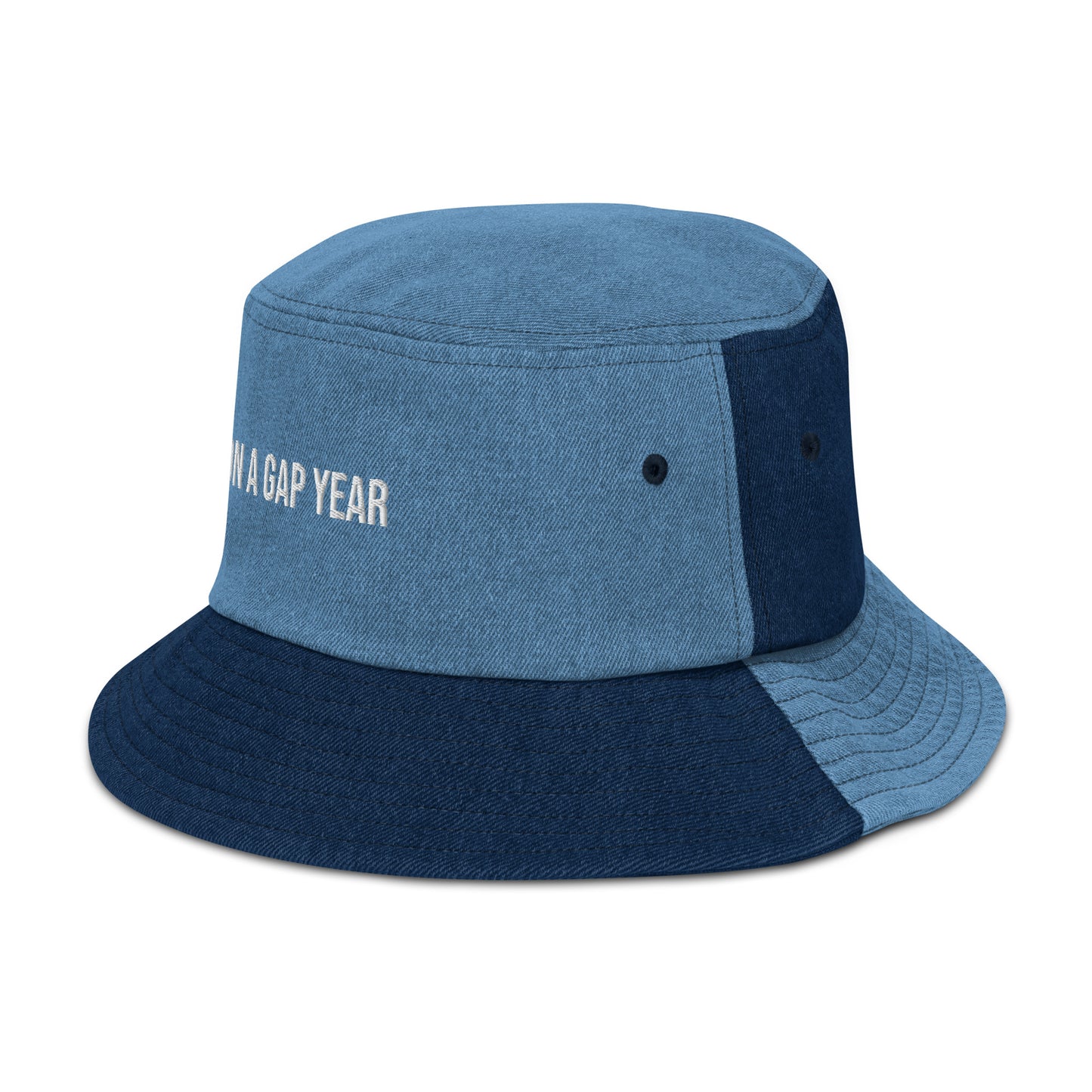 On A Gap Year Embroidered Denim Bucket Hat -  Travel Clothing
