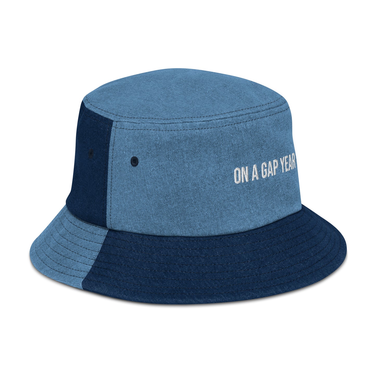 On A Gap Year Embroidered Denim Bucket Hat -  Travel Clothing