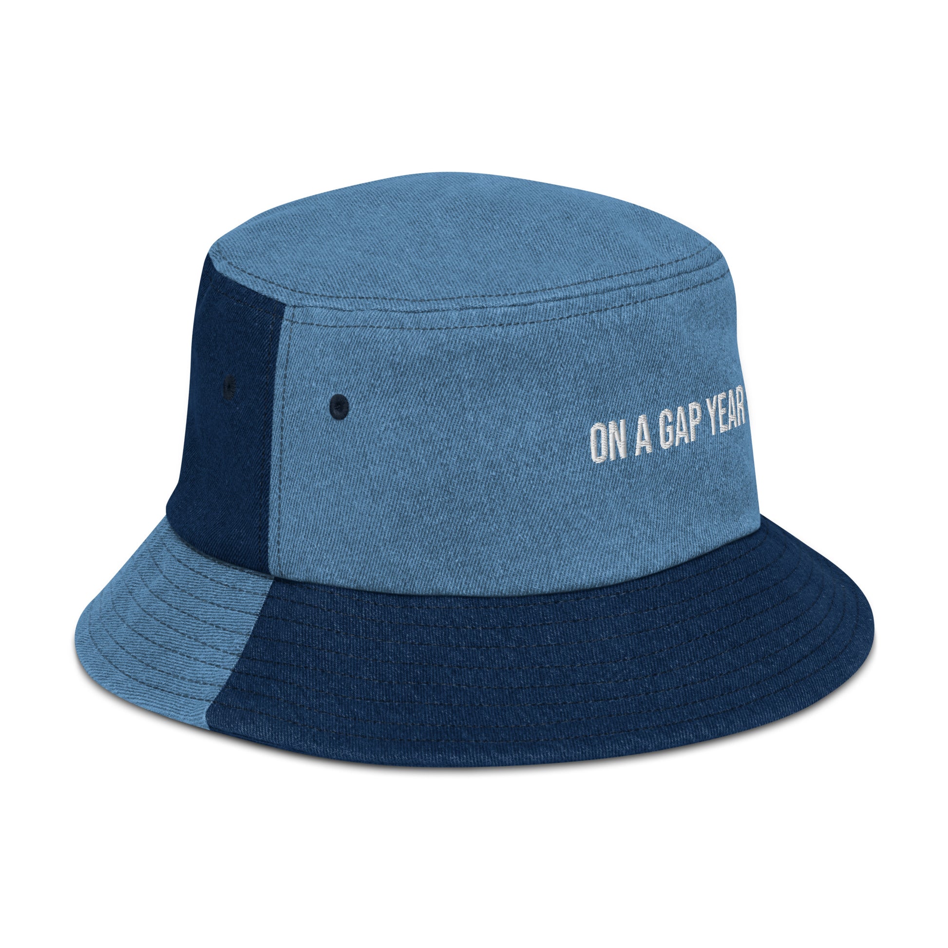 On A Gap Year Embroidered Denim Bucket Hat -  Travel Clothing