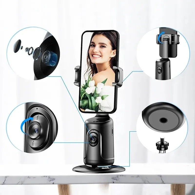 Auto Face Tracking 360° Rotation Gimbal Phone Holder – Your Ultimate Vlog & Livestream Companion – Travel Accessories