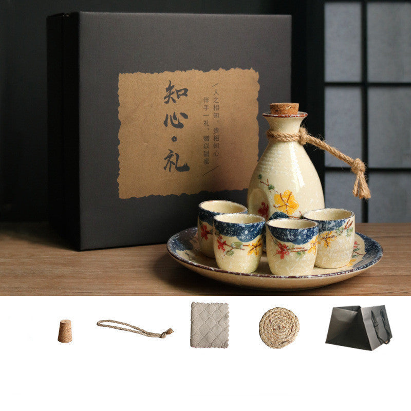 Japanese Ceramic Sake Gift Set with Bottle, Glasses & Gift Box | Tribe Feel  Travel Gadgets