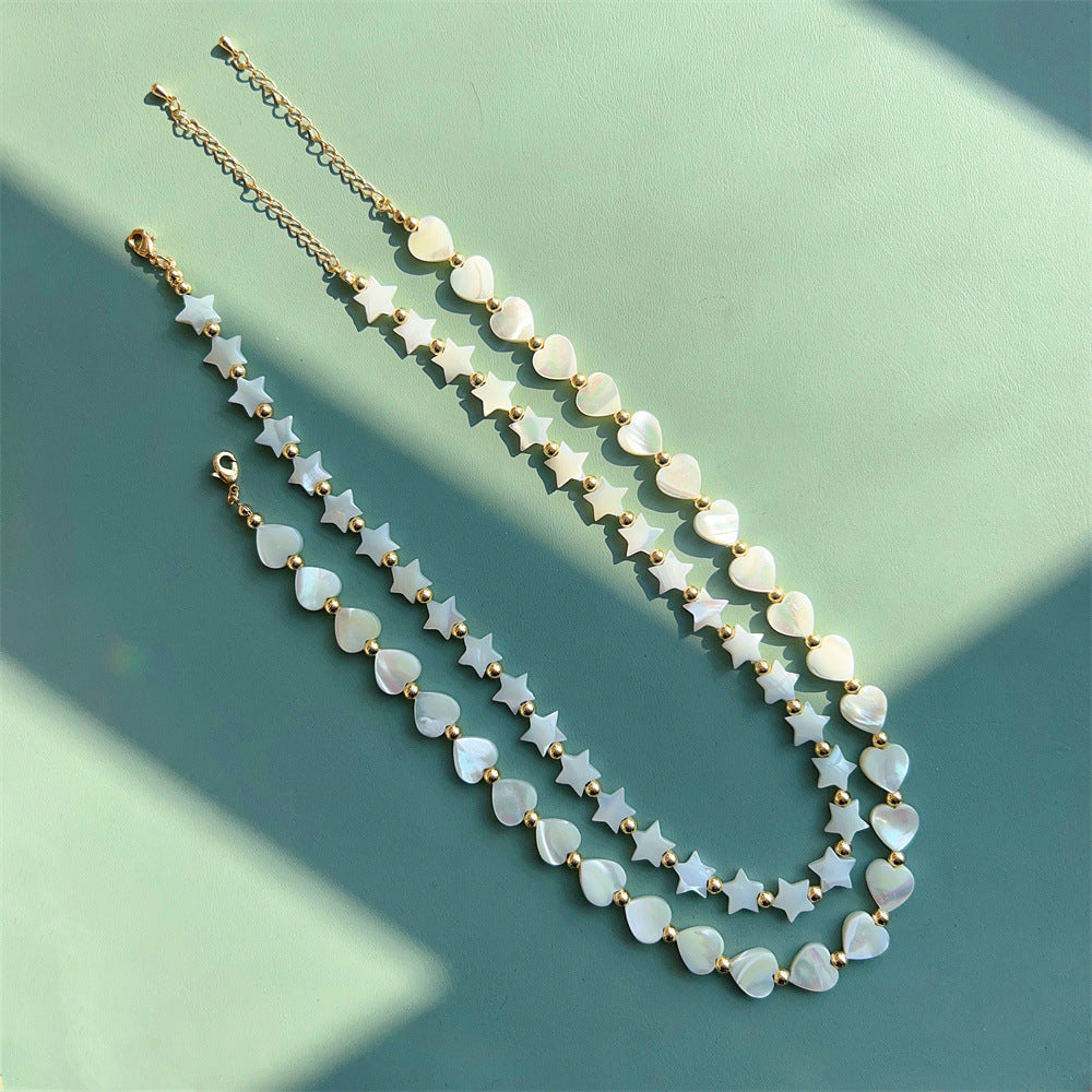 Pearly Bead Necklace – Heart or Star Shape for Summer | Tribe Feel Travel Jewellery