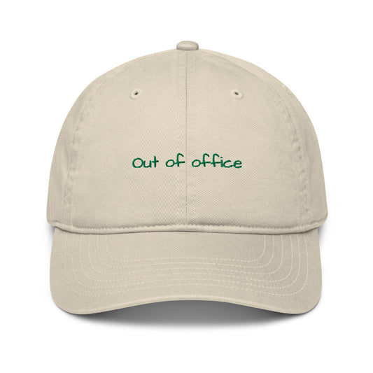 Eco-friendly hat. Sustainable cotton, out of office baseball cap. unique travel gifts. White cap unisex