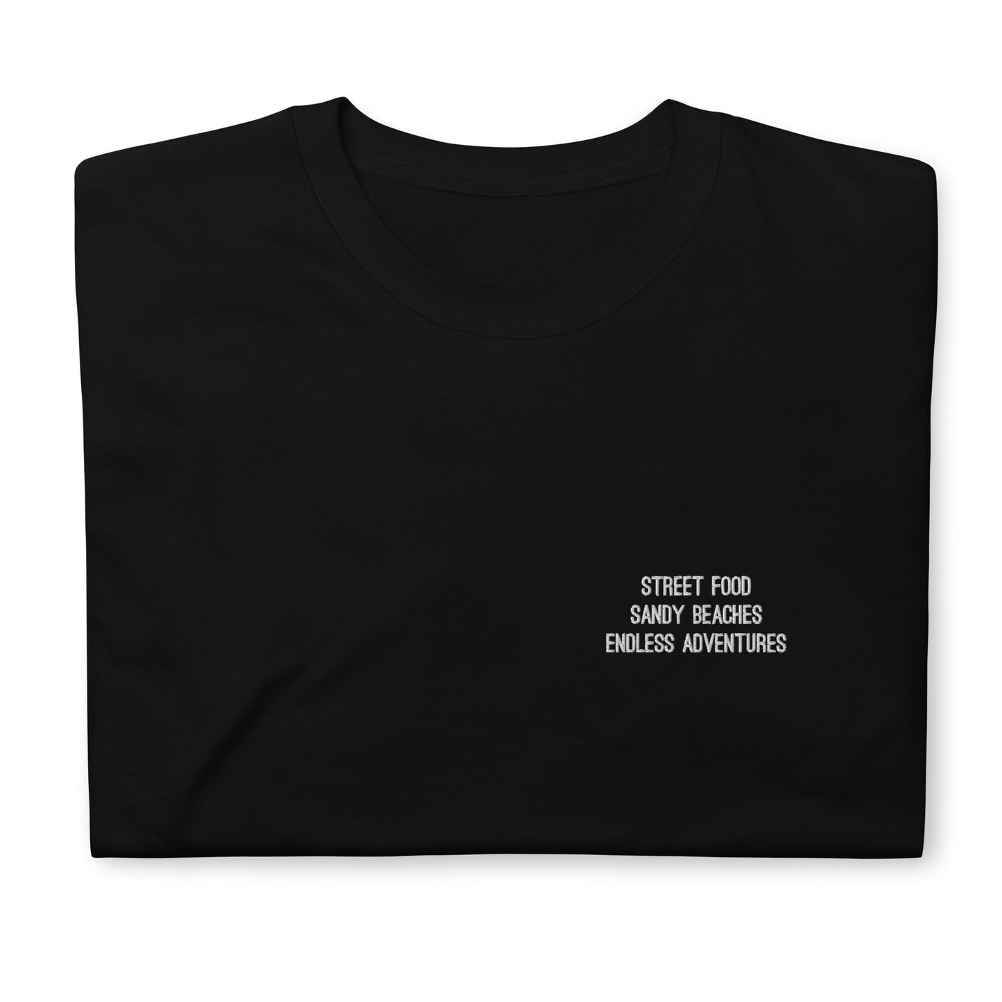 Street Food, Sandy Beaches Embroidered T-shirt Unisex - Travel clothing