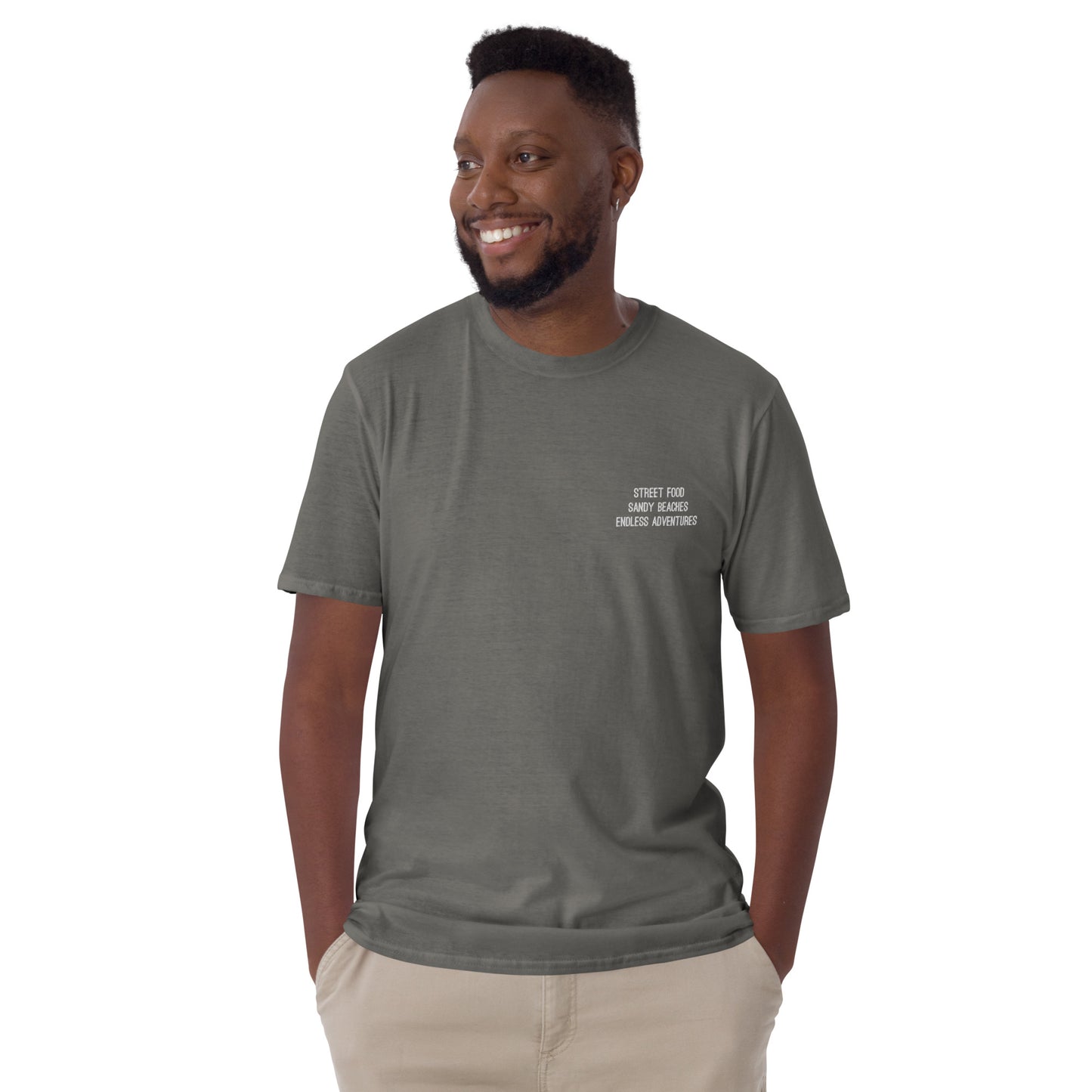 Street Food, Sandy Beaches Embroidered T-shirt Unisex - Travel clothing