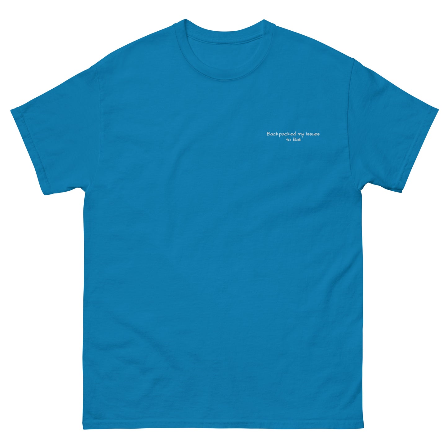Backpacked my issues to Bali Unisex Embroidered tee for travellers - Travel Clothing