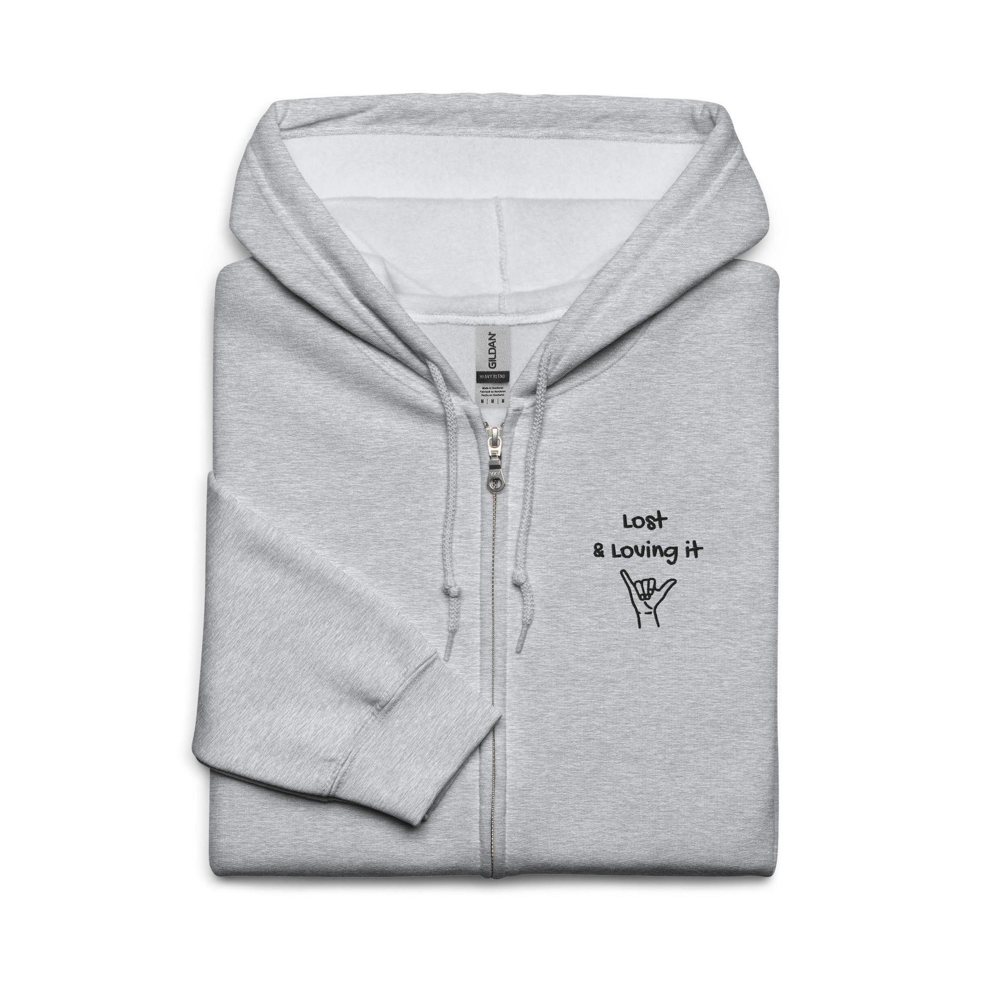 Lost and Loving it Embroidered Zip Up Hoodie – Grey or White Hoodie | Mens Hoodie | Womens Hoodie -  Travel Clothing