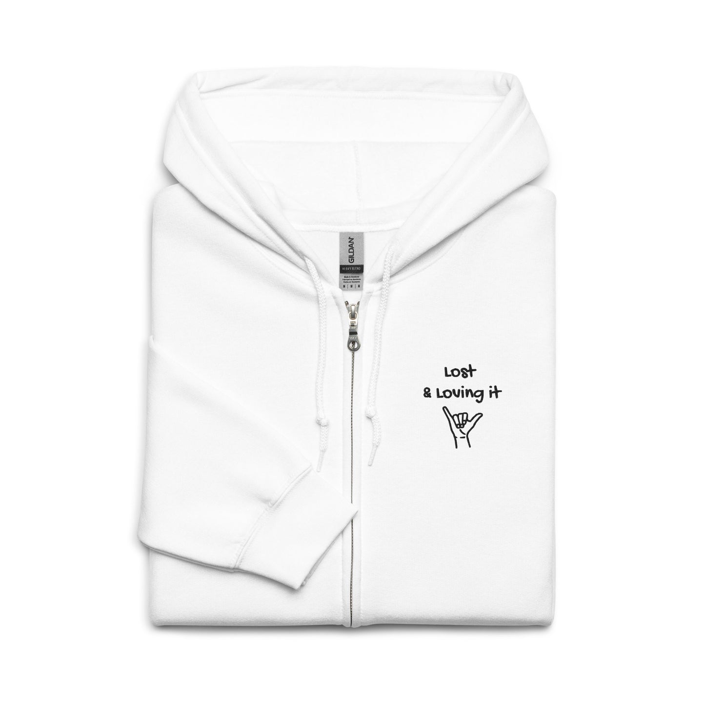 Lost and Loving it Embroidered Zip Up Hoodie – Grey or White Hoodie | Mens Hoodie | Womens Hoodie -  Travel Clothing