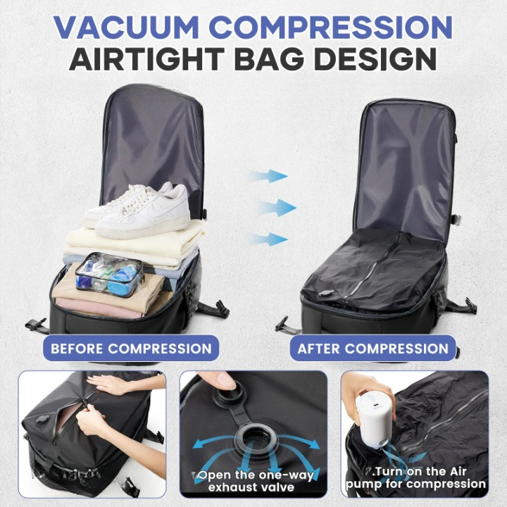 Vacuum Compression Backpack with FREE Pump - Ryanair Cabin Bag  Travel Bags