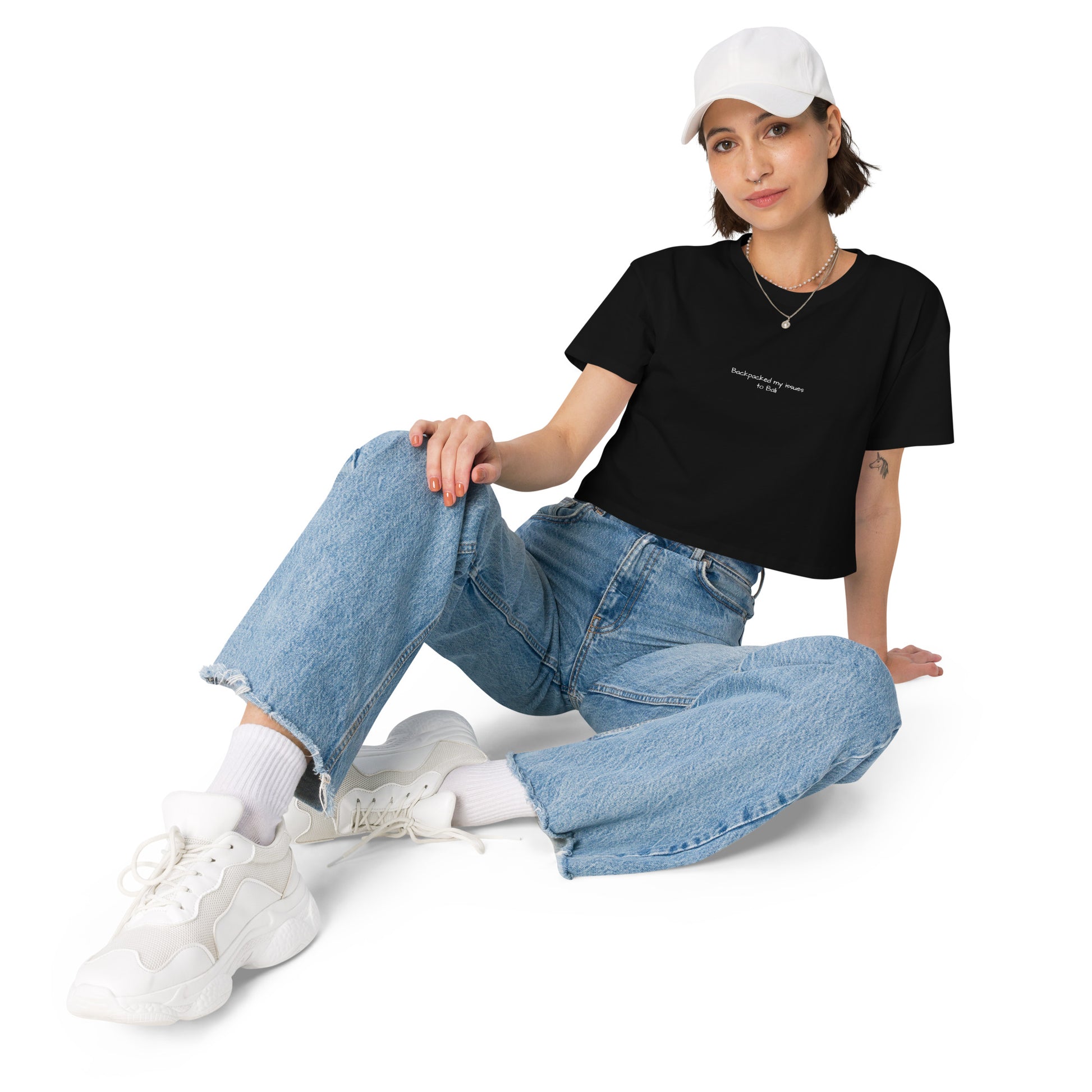 Backpacked my issues to Bali - Women’s crop top - Travel tee -  Travel Clothing