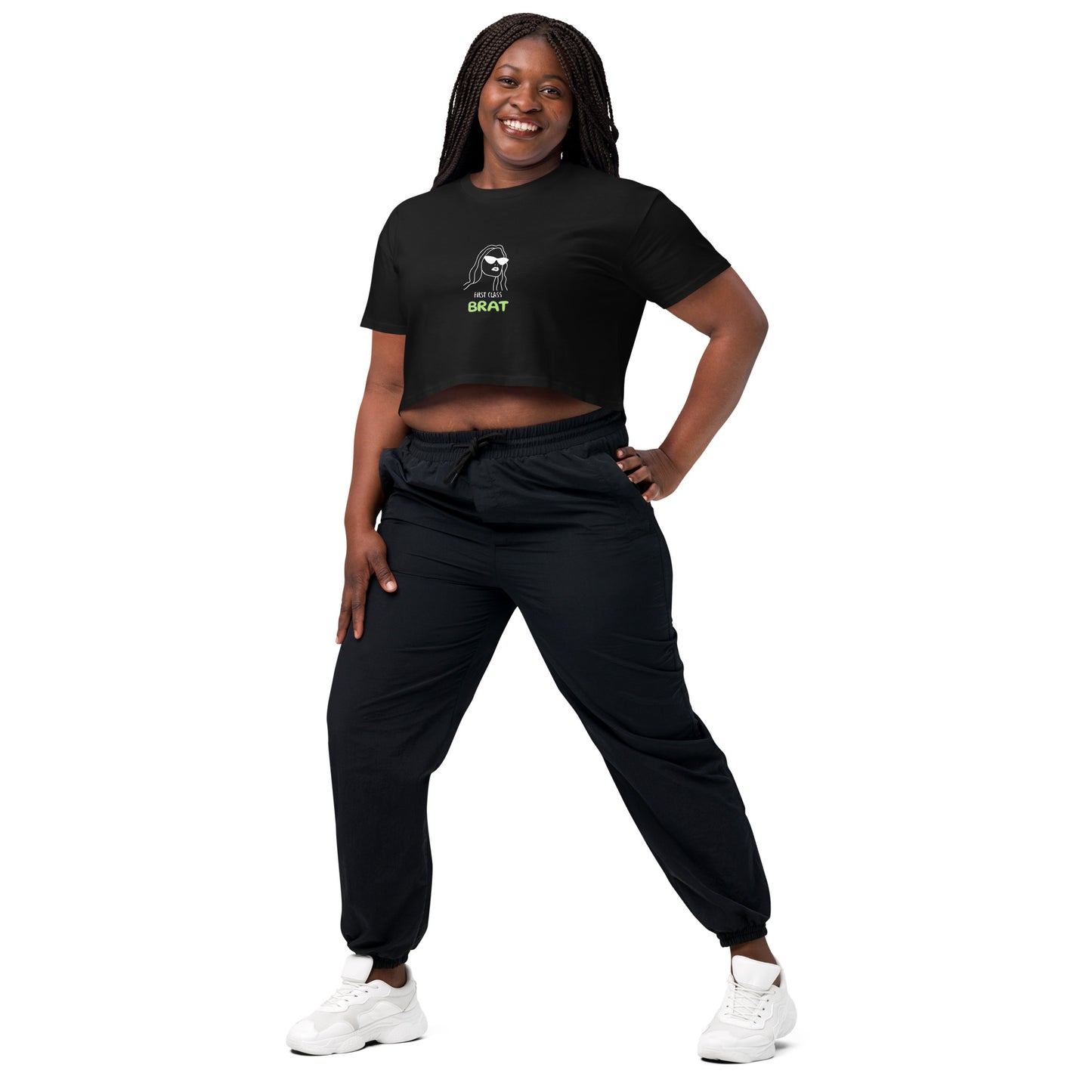 Black BRAT Crop Top - Summer Outfits Women's Crop Top -  Travel Clothing