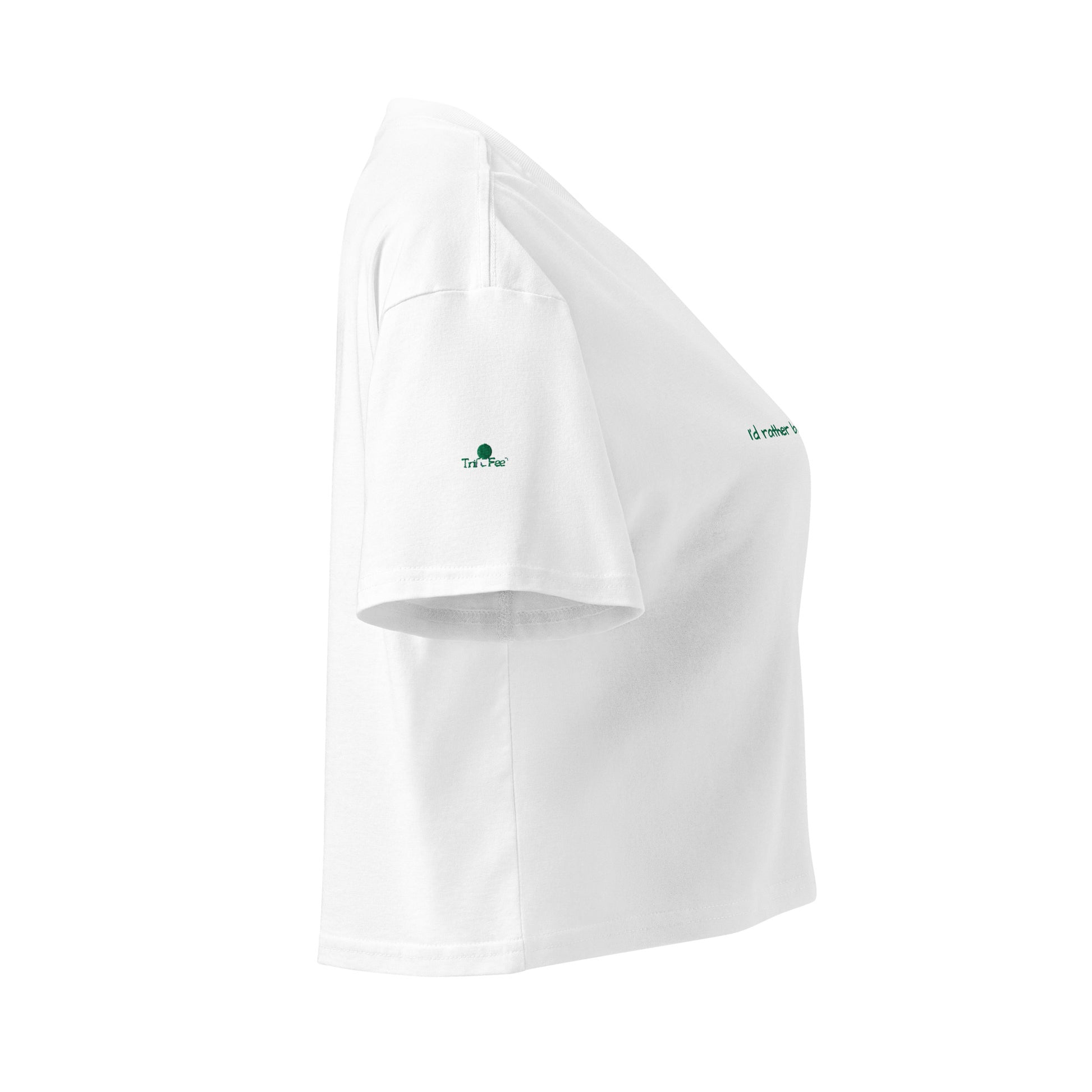 I'd rather be travelling. White crop top for women. Women's cropped t-shirt. Embroidered t-shirt. travel gifts