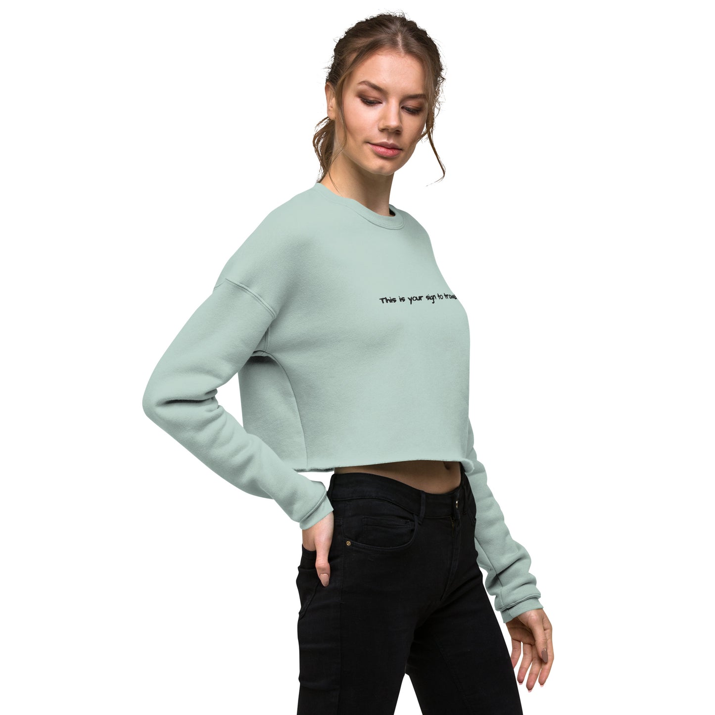 This is your sign to travel jumper. Mint green embroidered jumper. Women's cropped jumper. Unique travel gifts