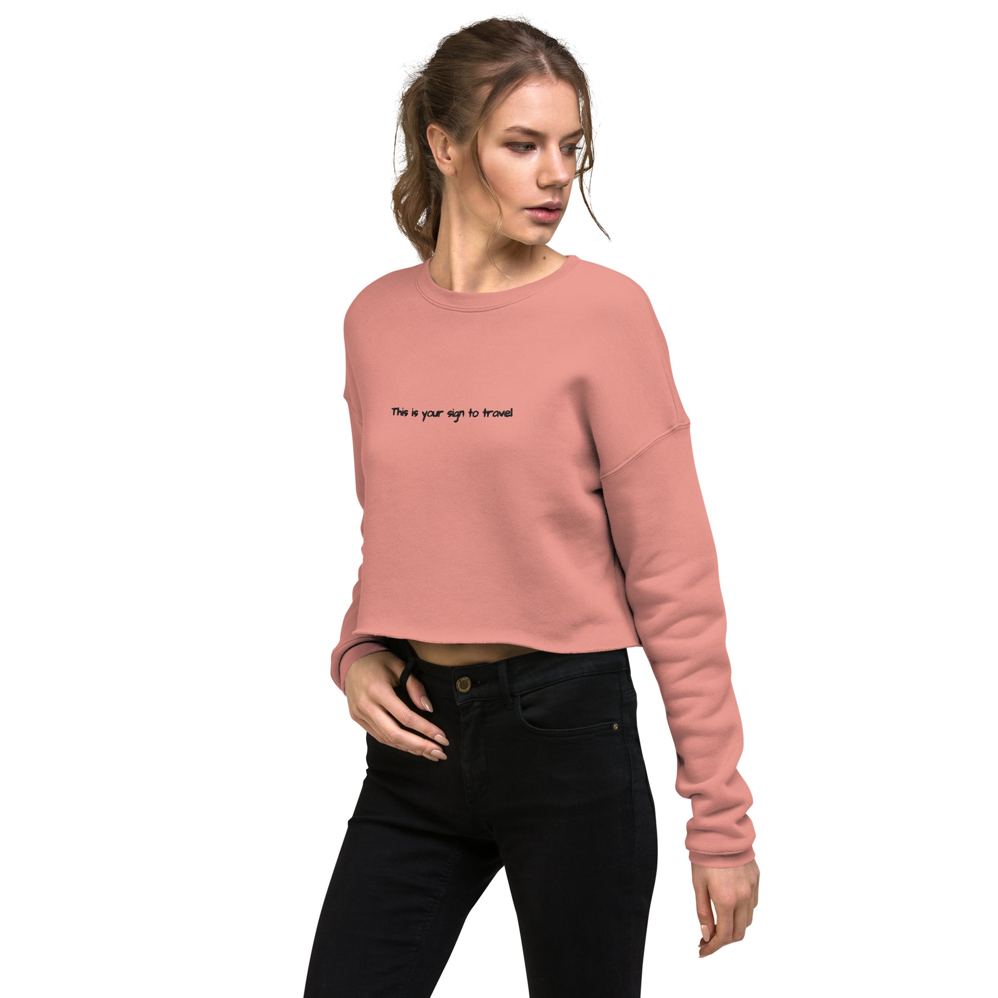 This is your sign to travel jumper. Mauve Embroidered jumper. Women's cropped jumper. Unique travel gifts