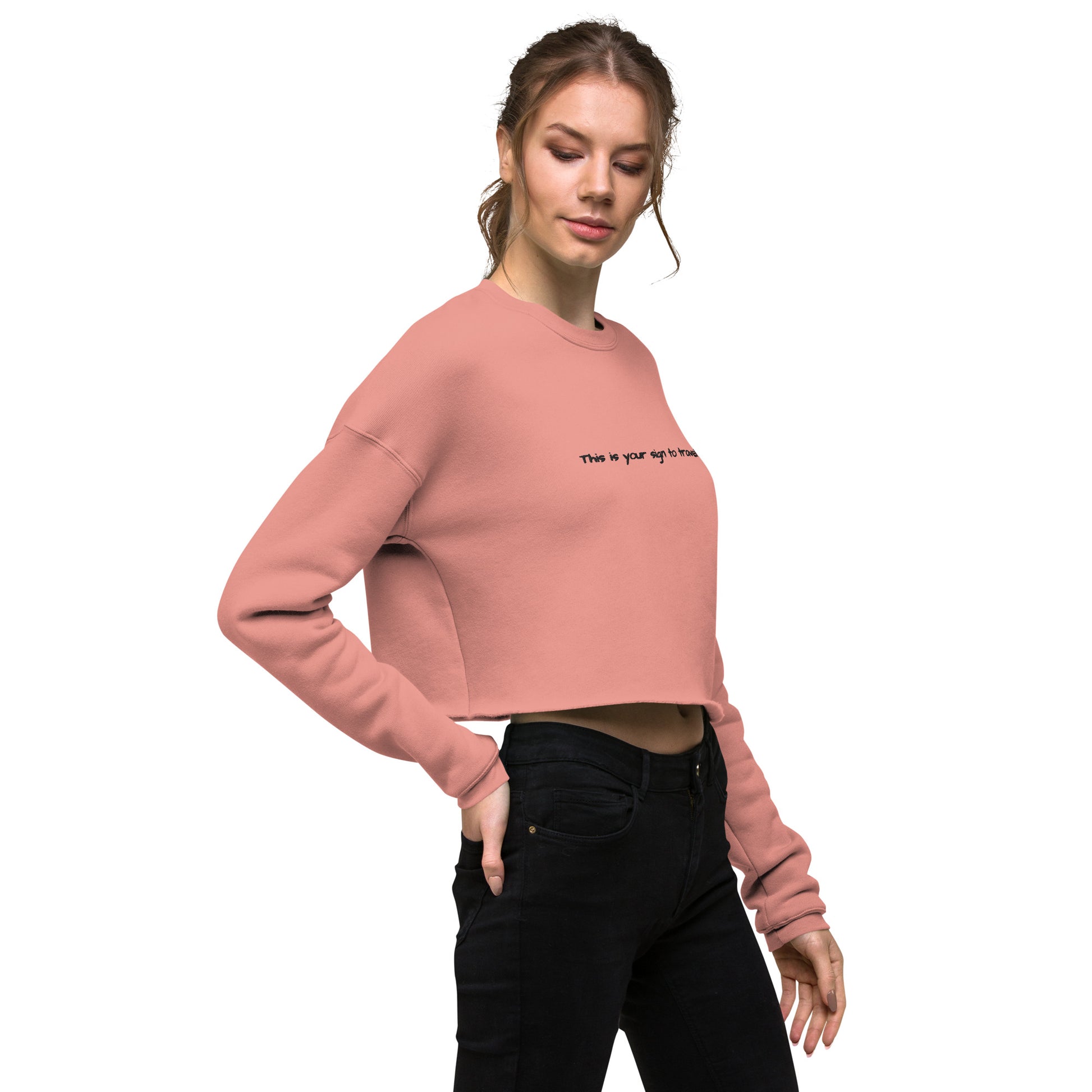 This is your sign to travel jumper. Mauve Embroidered jumper. Women's cropped jumper. Unique travel gifts