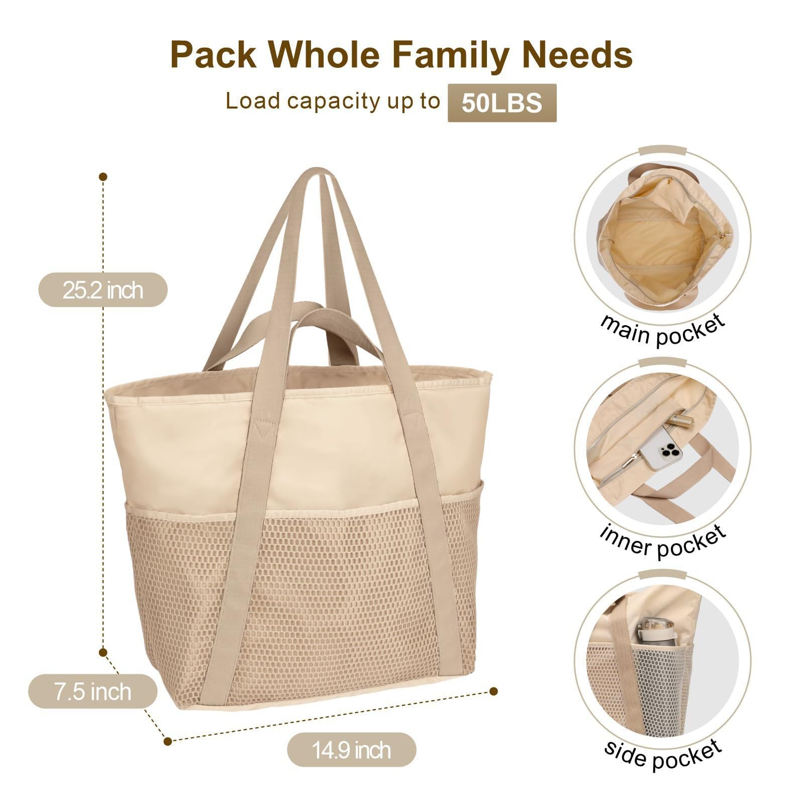 Large Capacity Waterproof Beach Bag Beach Portable - Tribe Feel