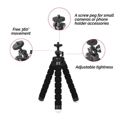 Flexible Octopus Mount Mini Tripod with Bluetooth Remote – Versatile Stand for Your Smartphone – Travel Accessories - Tribe Feel