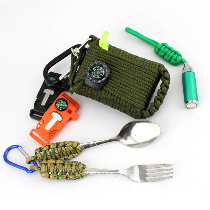 Compact emergency survival kit for camping trips