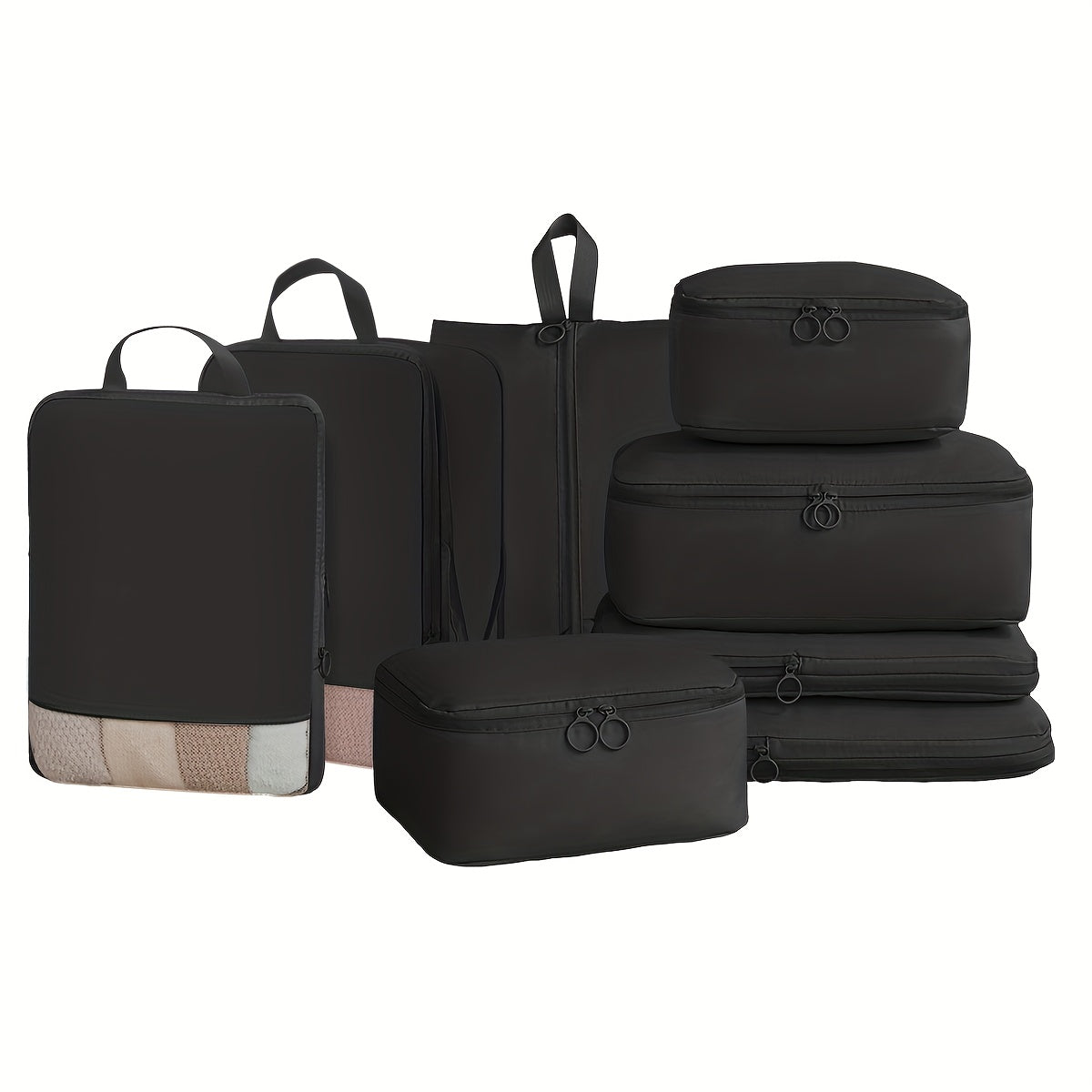 8 Pieces Travel Organisers - Waterproof Packing cubes for your carry-on or suitcase  Travel Organisers