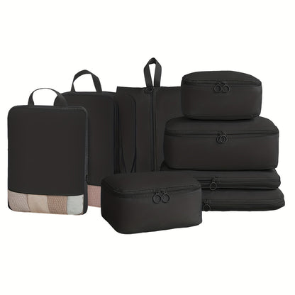 8 Pieces Travel Organisers - Waterproof Packing cubes for your carry-on or suitcase  Travel Organisers