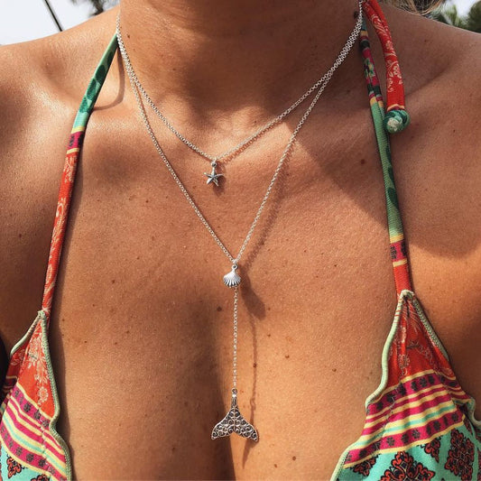 Seaside Charm Necklace – Shell, Star & Whale Tail | Tribe Feel  Travel Jewellery
