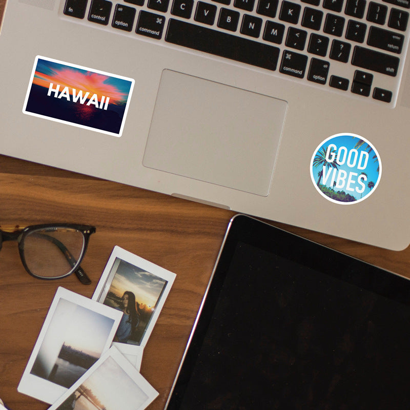 50 Hawaii Travel Stickers – Surfing & Tropical Travel Stickers for Suitcases, Luggage & Travel Journals