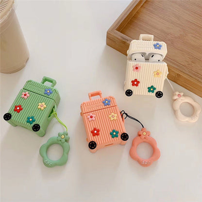 Suitcase-Shaped AirPods Case Cover with Floral Design | Tribe Feel  Travel Gadgets