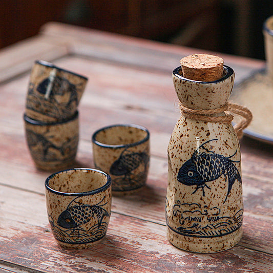 Japanese Ceramic Sake Gift Set with Bottle, Glasses & Gift Box | Tribe Feel  Travel Gadgets