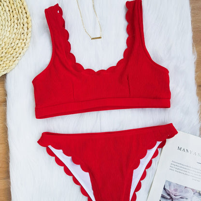 Cut flower split swimsuit bikini - Tribe Feel