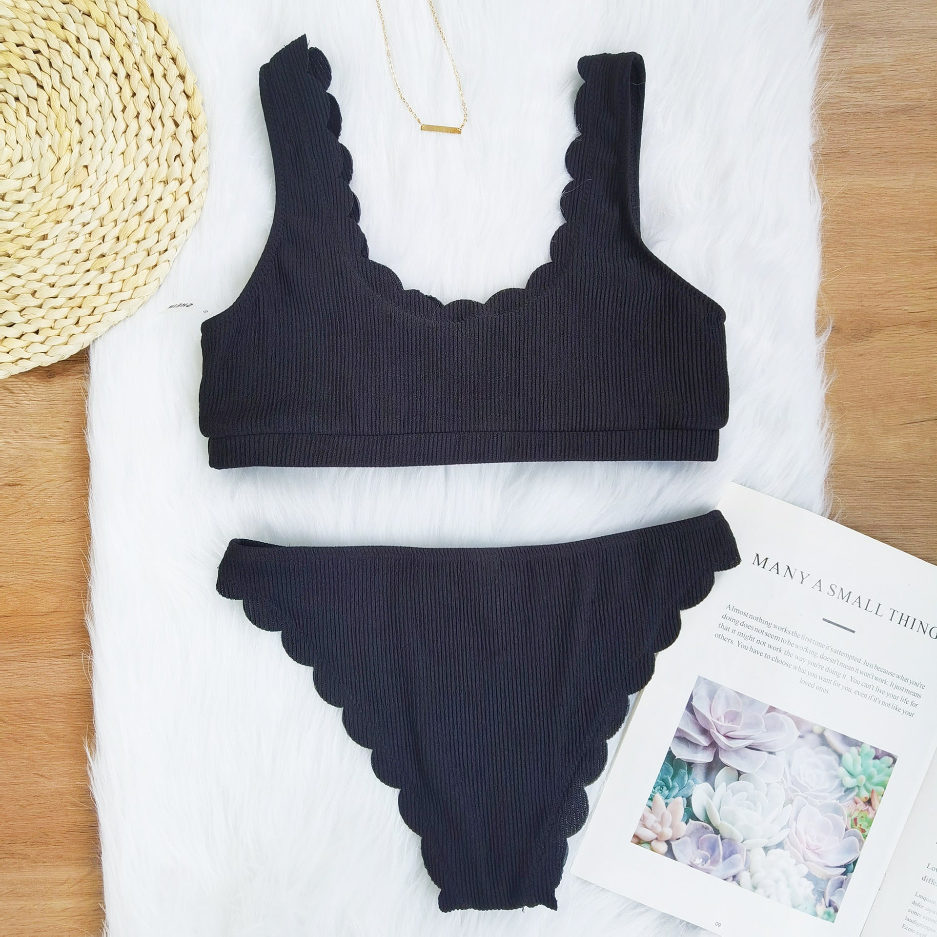 Cut flower split swimsuit bikini - Tribe Feel