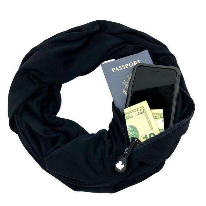 Travel Scarf with Hidden Zipped Pocket – Safe & Stylish for Solo Female Travellers | Tribe Feel  Travel Clothing