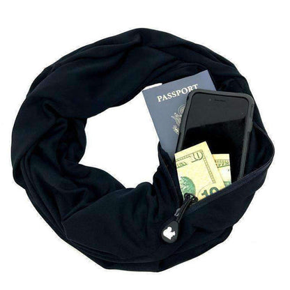 Travel Scarf with Hidden Zipped Pocket – Safe & Stylish for Solo Female Travellers | Tribe Feel  Travel Clothing