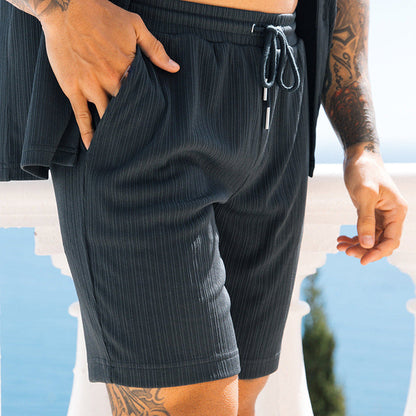2-Piece Men’s Travel Summer Outfit – Short Sleeve Shirt & Shorts Set | Tribe Feel  Travel Clothing