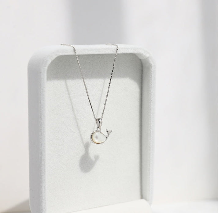 Sterling silver whale necklace travel gift for women