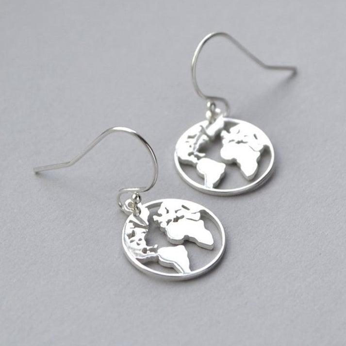 Travel gift world earrings – silver