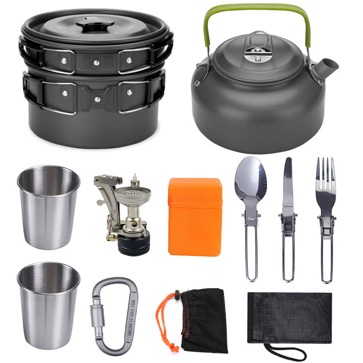 Lightweight portable camping cooking set