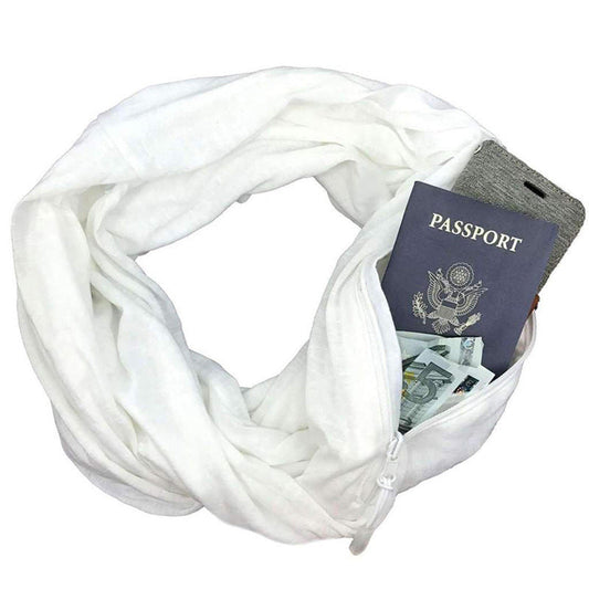 Travel Scarf with Hidden Zipped Pocket – Safe & Stylish for Solo Female Travellers | Tribe Feel  Travel Clothing