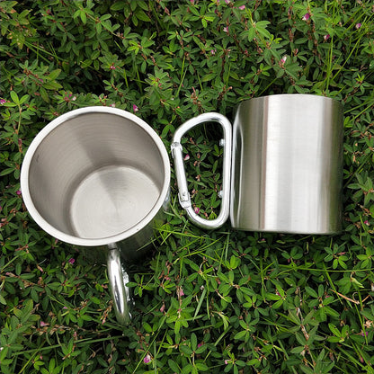 Portable Stainless Steel Cup For Camping Traveling Outdoor Cup With Handle Carabiner Backpacking Hiking Cups – Travel Accessories - Tribe Feel