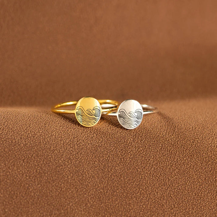 Wave ring ocean jewellery for beach lovers – silver