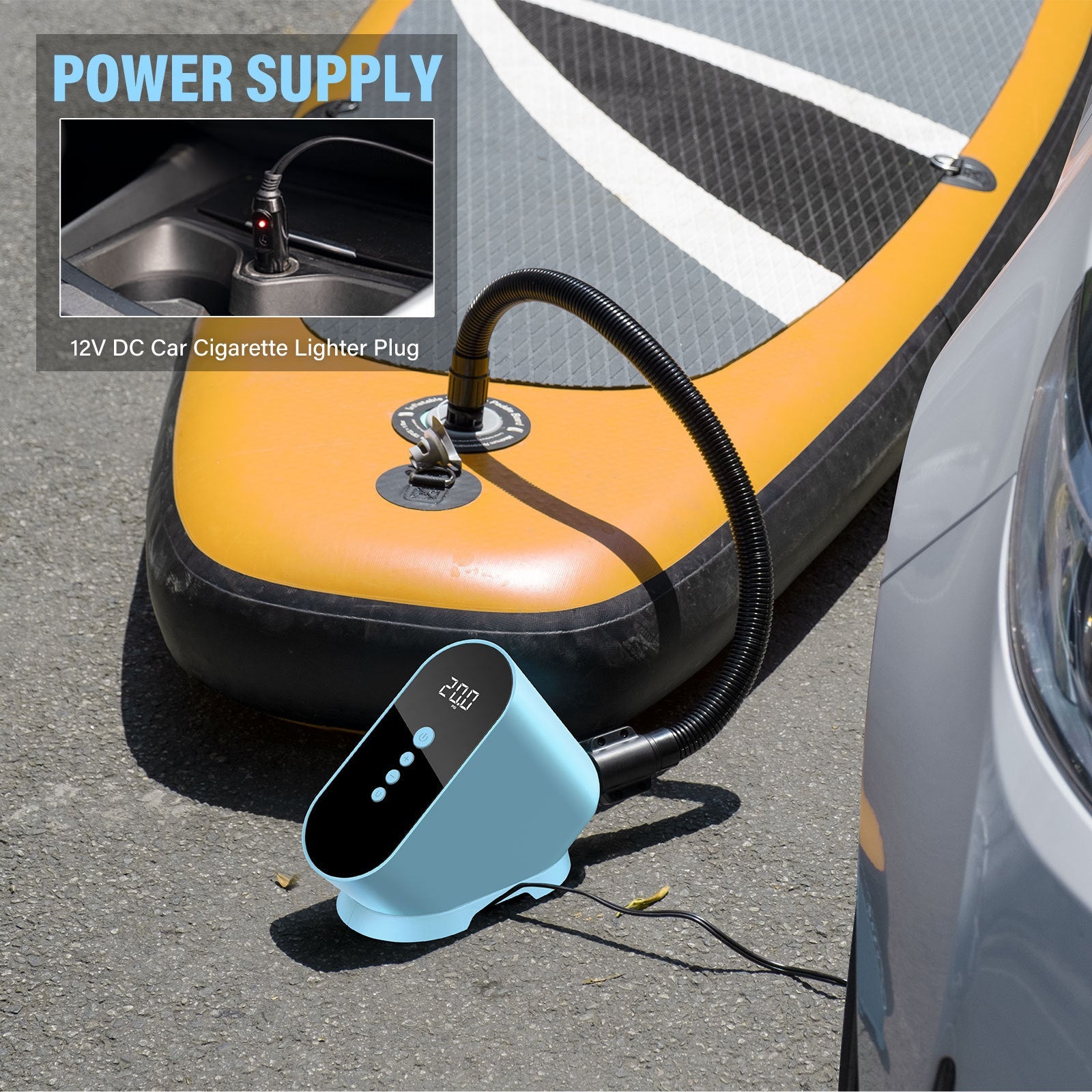 Electric Air Pump for SUP Paddleboards & Inflatables – 12V Car Charger  Travel Gadgets