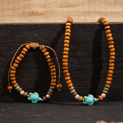 Surfer Turtle Bracelet & Necklace Set – Wooden Bead Jewellery | Travel-Inspired Gift for Sea Lovers & Beach Travellers -  Travel gift