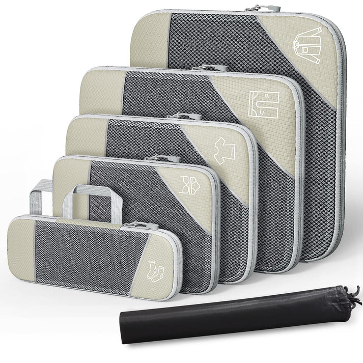 Compression travel packing cubes for suitcase organisation