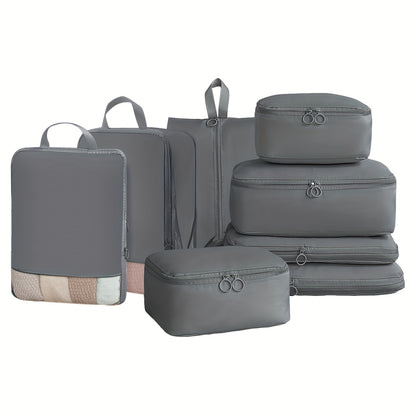 8 Pieces Travel Organisers - Waterproof Packing cubes for your carry-on or suitcase  Travel Organisers