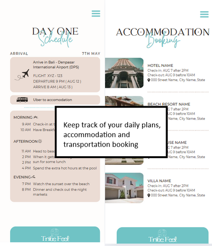 Customisable Bali Travel Itinerary - Travel guide, planner & packing list - Tribe Feel