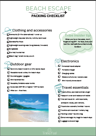 Beach Escape - Printable Travel Packing List - Tribe Feel